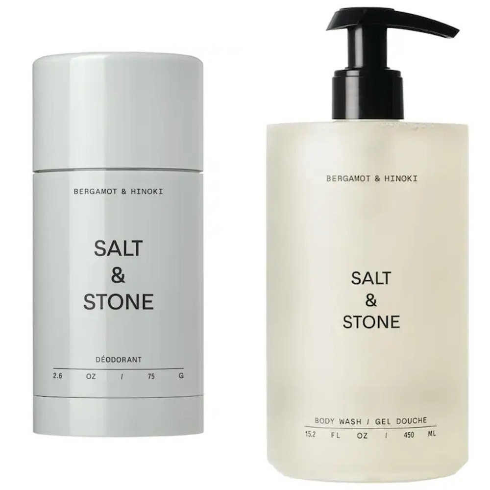 New Salt & Stone BUNDLE Bergamot & Hinoki Deodorant and Body Wash